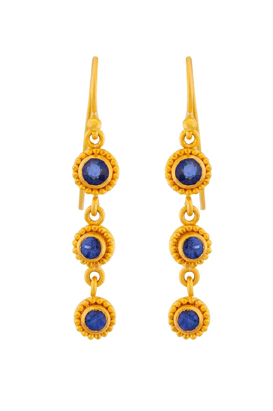 Granulated Bezel Drop Earrings