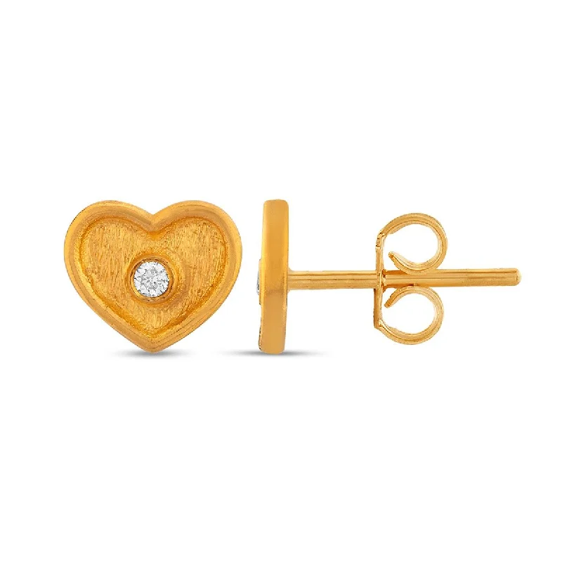 Heart Diamond Stud Earrings