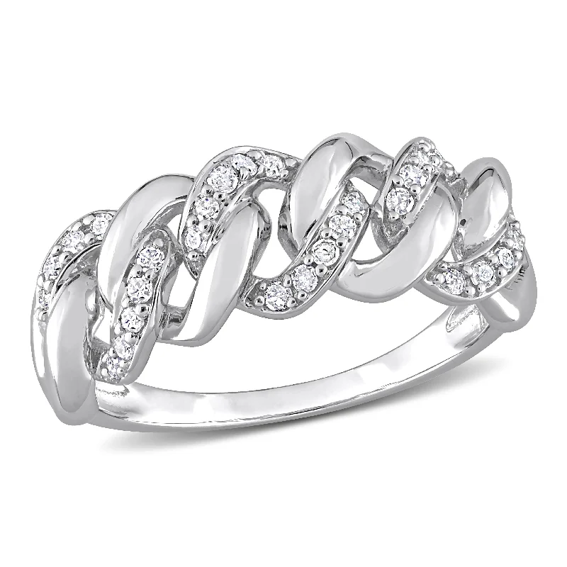 Miadora 1/4ct TDW Diamond Oval Link Ring in Sterling Silver