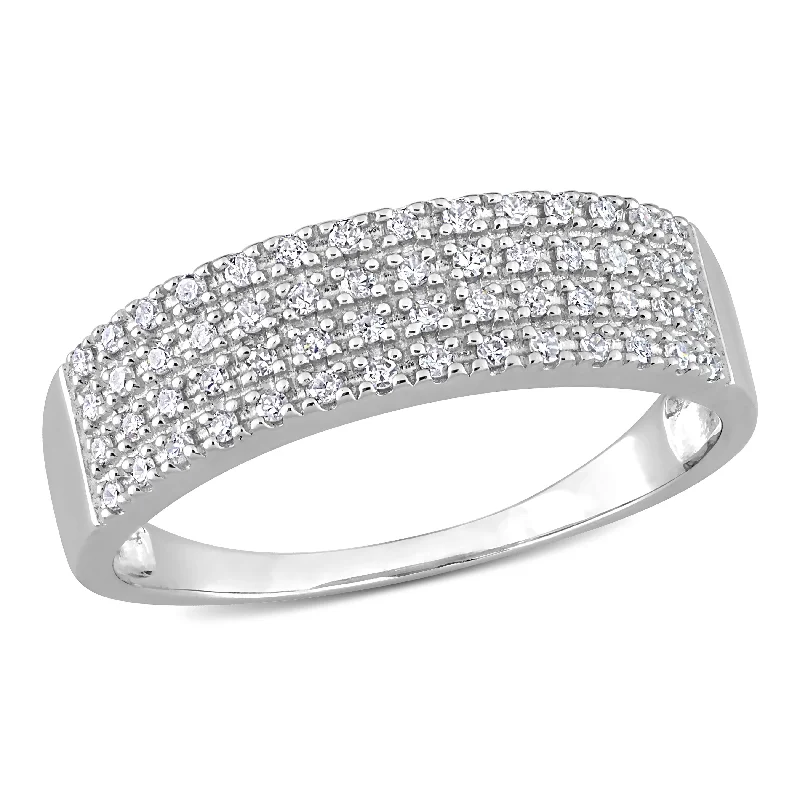 Miadora 1/4ct TW Diamond Pave Anniversary Band in Sterling Silver