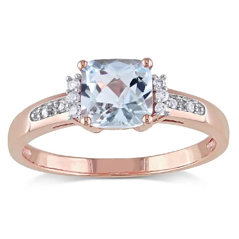 Miadora 10k Rose Gold Aquamarine and Diamond Accent Cocktail Ring