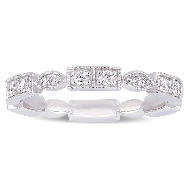 Miadora 10k White Gold 1/3ct TDW Diamond Stackable Eternity Band