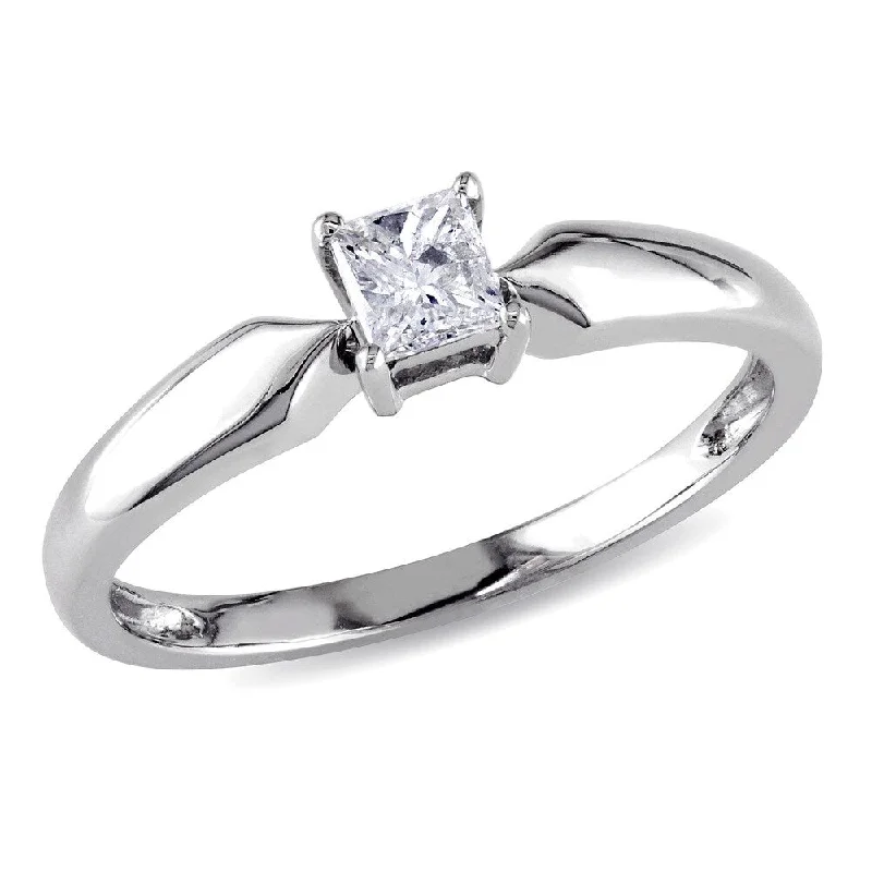 Miadora 10k White Gold 1/4ct TDW Princess-cut Diamond Solitaire Ring