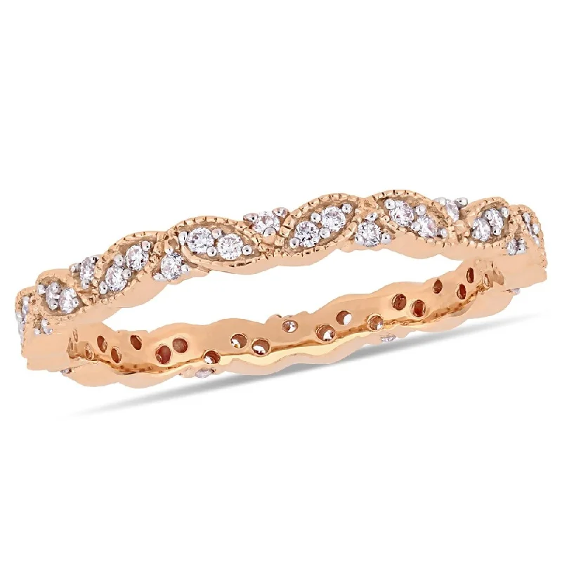 Miadora 14k Rose Gold 1/4ct TDW Diamond Marquise-Shape Eternity Band