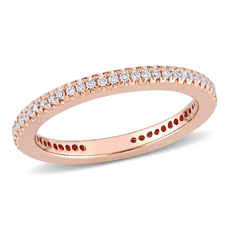 Miadora 14k Rose Gold 1/4ct TDW Diamond Stackable Eternity Wedding Band Ring