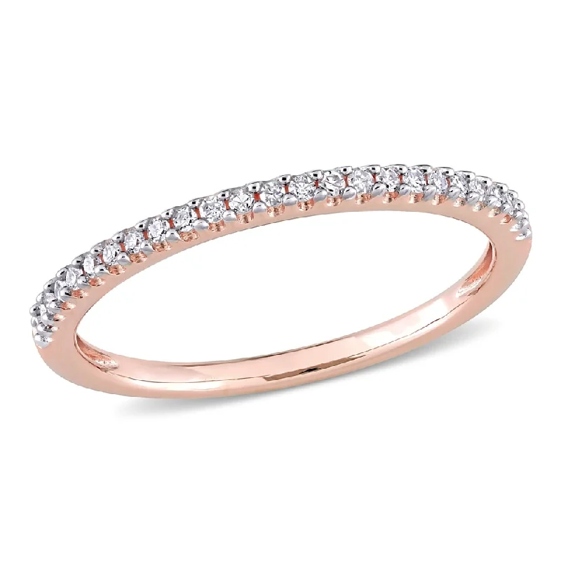 Miadora 14k Rose Gold 1/8ct TDW Diamond Stackable Semi-Eternity Wedding Band