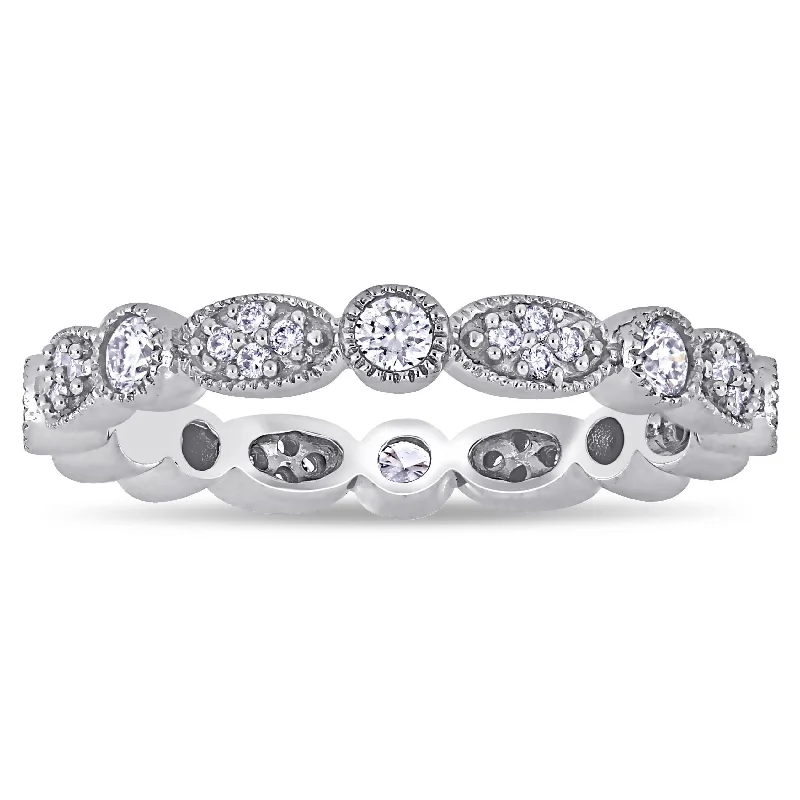 Miadora 14k White Gold 1/2ct TDW Diamond Stackable Eternity Wedding Band Ring