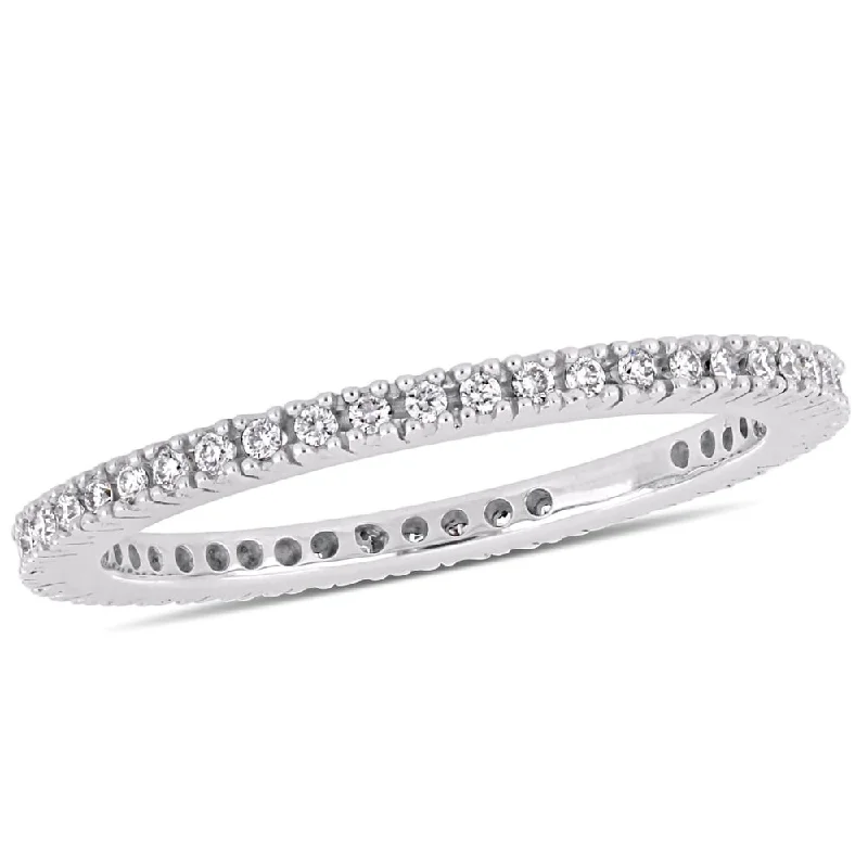 Miadora 14k White Gold 1/3ct TDW Diamond Full-Eternity Band