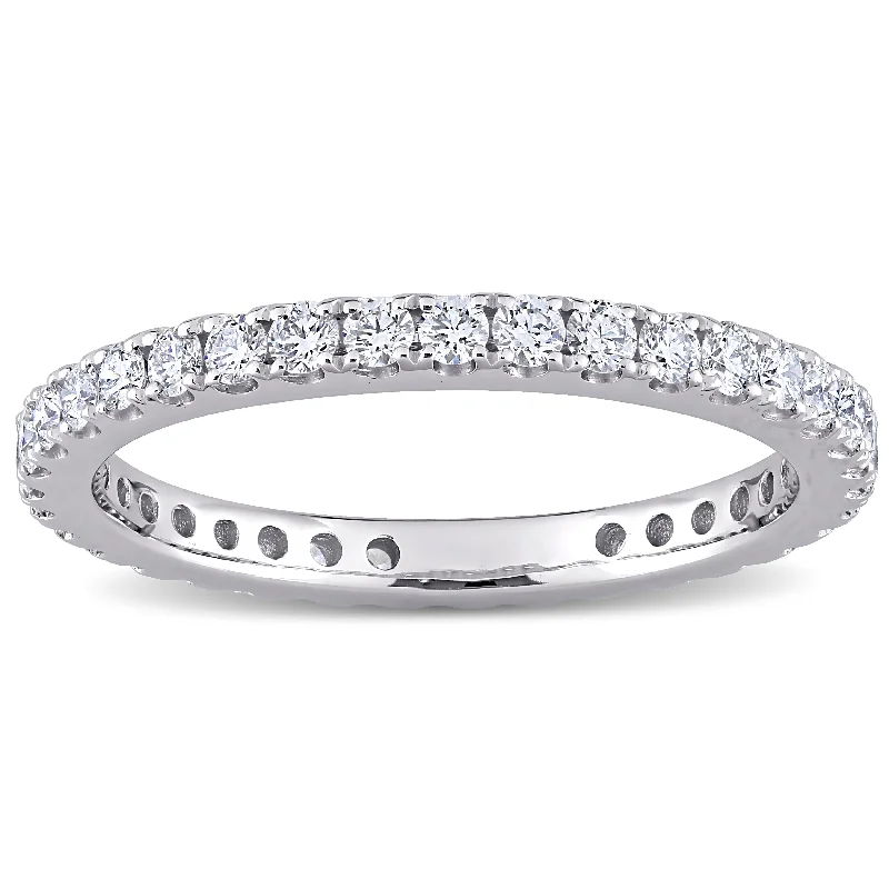 Miadora 14k White Gold 1ct TDW Diamond Stackable Eternity Wedding Band Ring