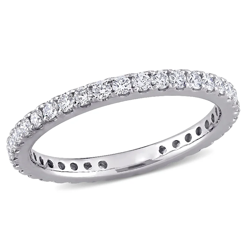 Miadora 14k White Gold 1ct TDW Diamond Stackable Eternity Wedding Band Ring