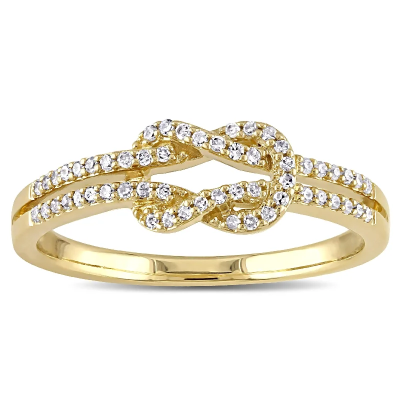 Miadora 14k Yellow Gold 1/6ct TDW Diamond Double Row Infinity Ring - White