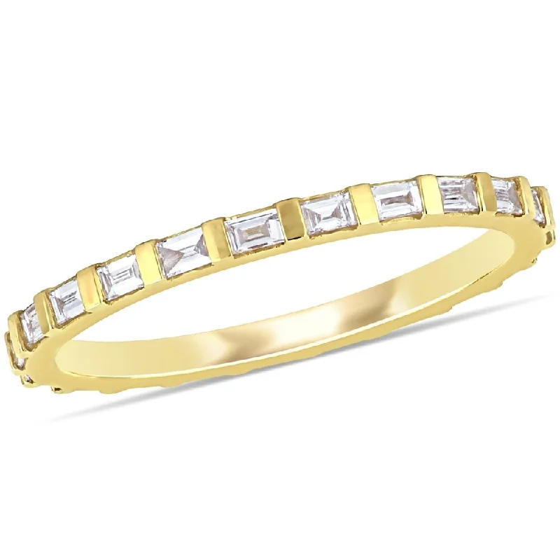 Miadora 14k Yellow Gold 2/5ct TDW Parallel Baguette-Cut Diamond Full Eternity Band