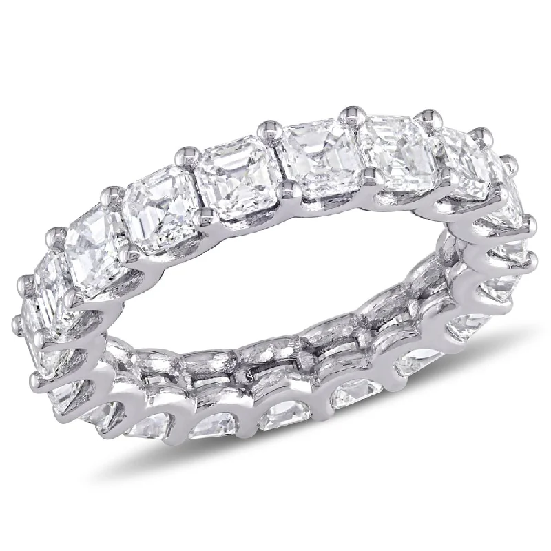 Miadora 18k White Gold 5 1/10ct TDW Asscher-Cut Diamond Full-Eternity Band