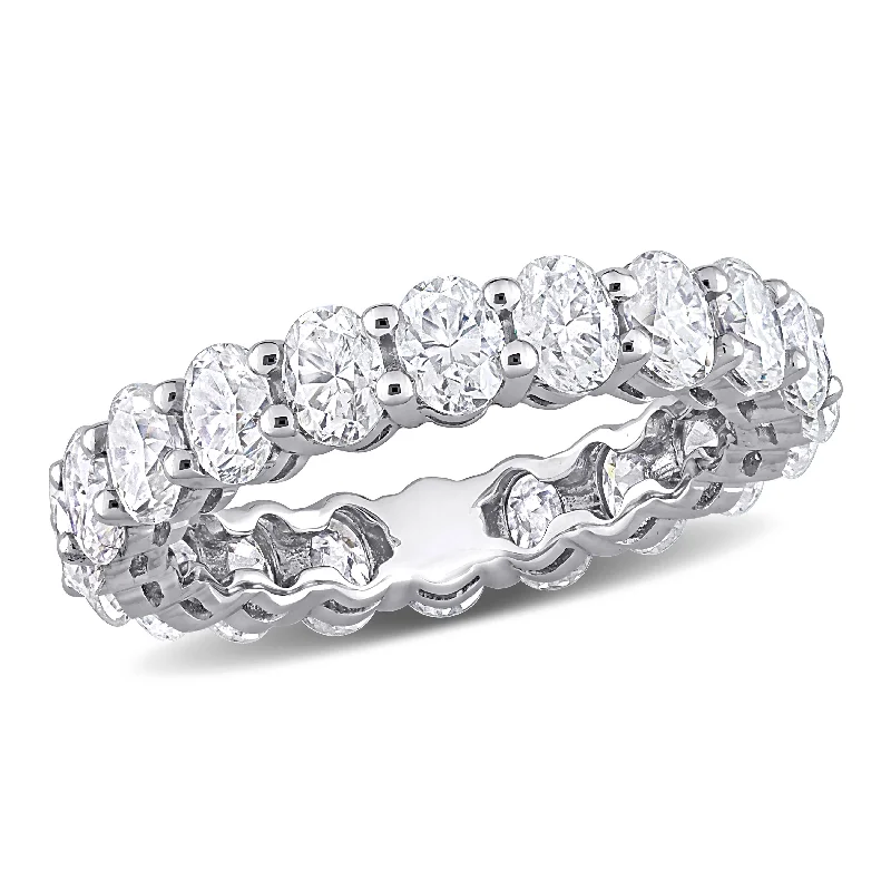 Miadora 4ct DEW Oval Created Moissanite Eternity Ring in 14k White Gold