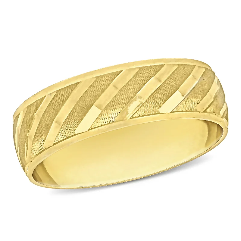 Miadora 6mm Ladies Ribbed Wedding Band in 10k Yellow Gold