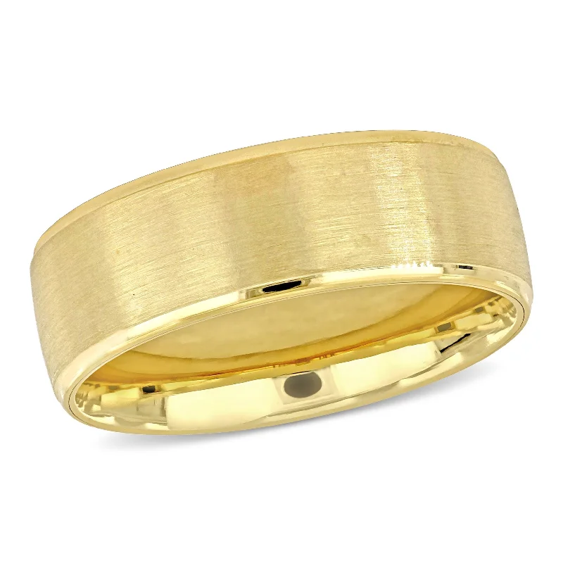 Miadora 8mm Mens Brushed Finish Wedding Band in 14k Yellow Gold