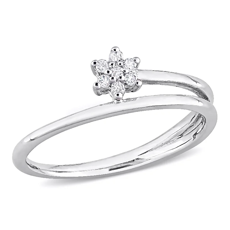 Miadora Diamond Accent Floral Promise Ring in Sterling Silver