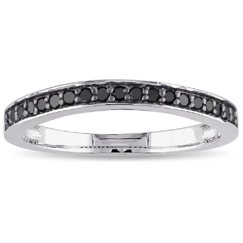 Miadora Sterling Silver 1/5ct TDW Black Diamond Anniversary Style Stackable Wedding Band Ring