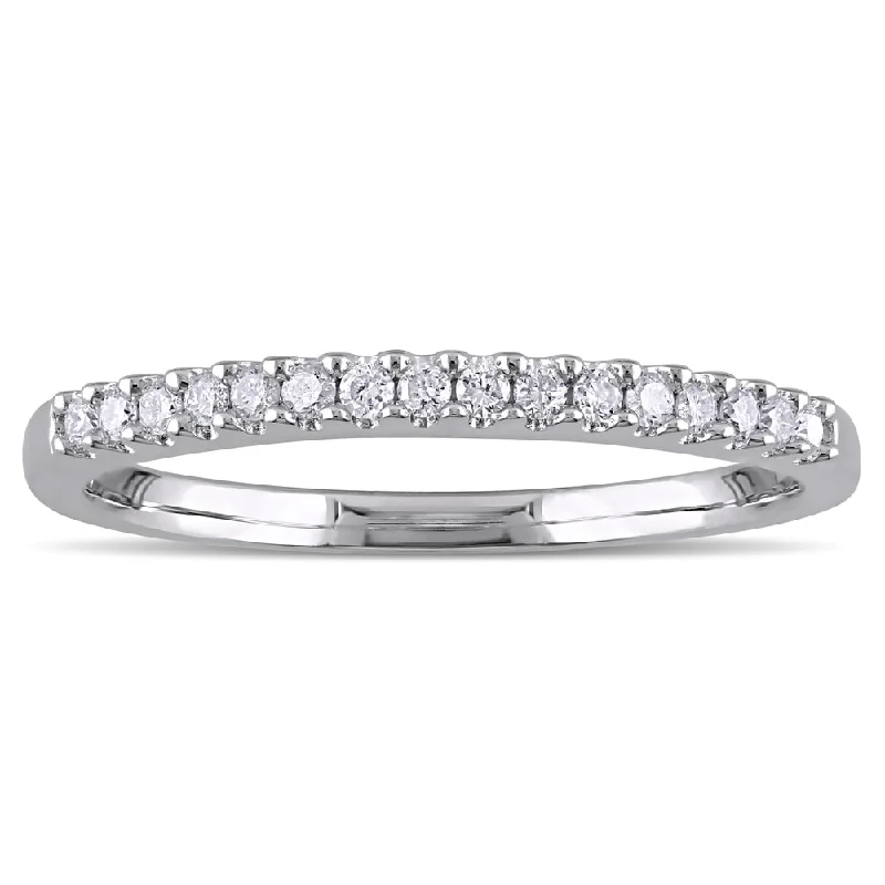 Miadora Sterling Silver 1/6ct TDW Diamond Semi Eternity Wedding Band - White