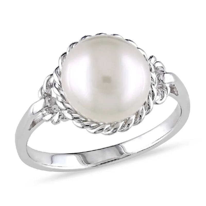 Miadora Sterling Silver Pearl Ring (9-9.5 mm)