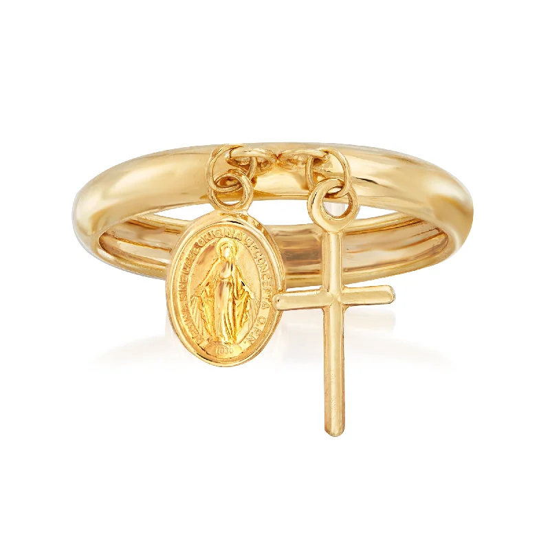 Ross-Simons Italian 14kt Yellow Gold Religious Charm Ring