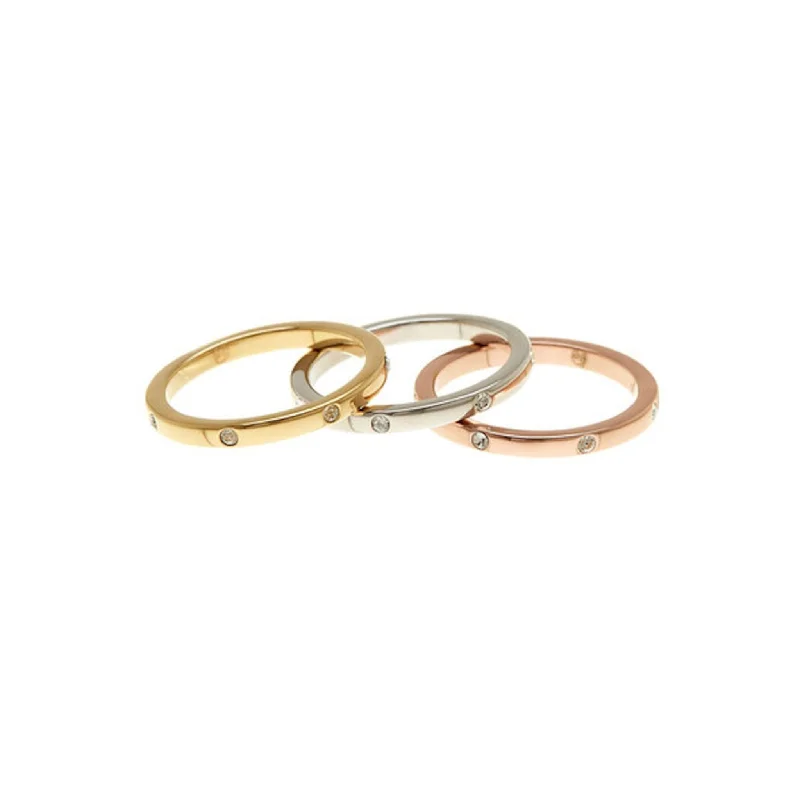 Adornia Three Band Dotted Eternity Band Set gold