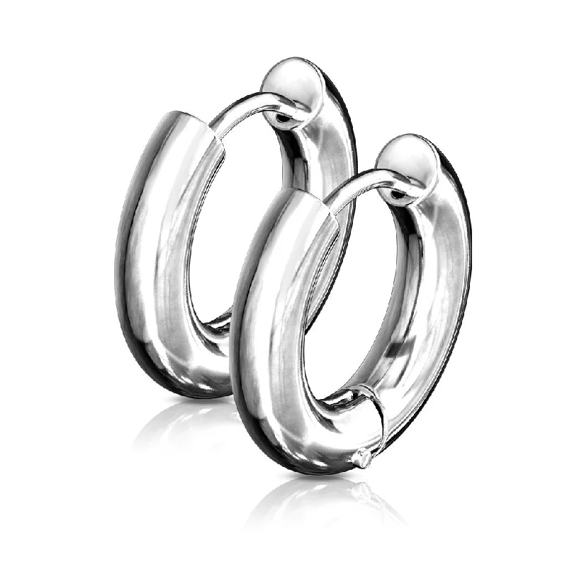 SS316L Hinge-Action Hoop Earrings (1 pair) - E505