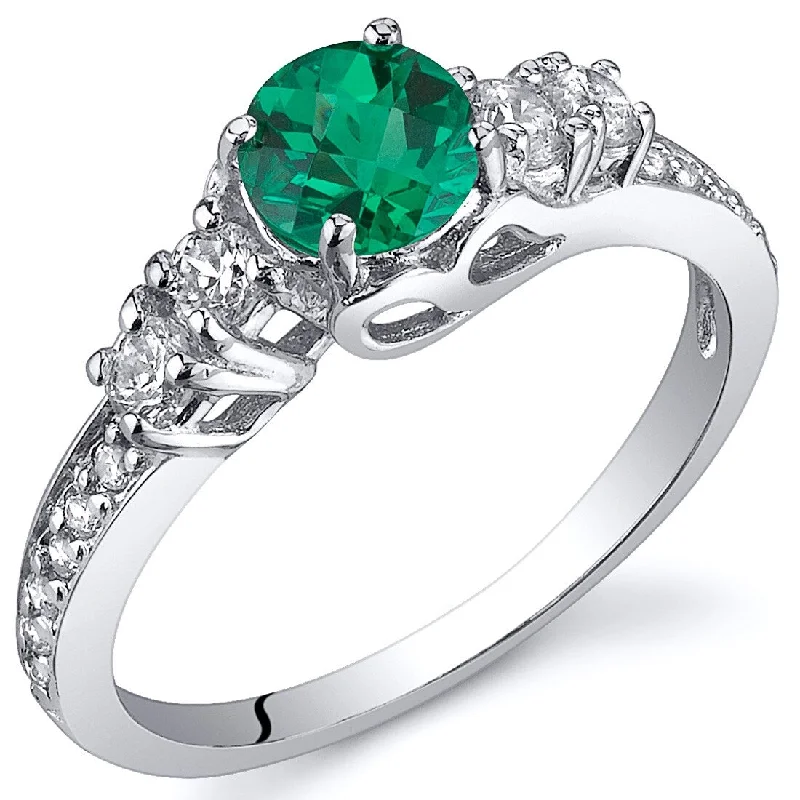 Sterling Silver 0.5 ct Created Emerald Birthstone Ring