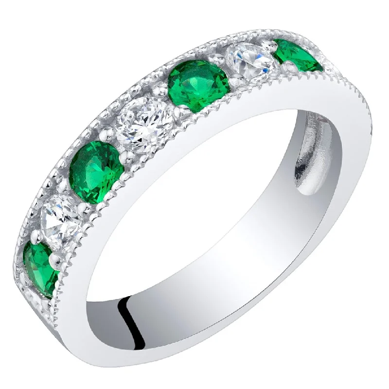 Sterling Silver 0.5 ct Created Emerald Stackable Ring