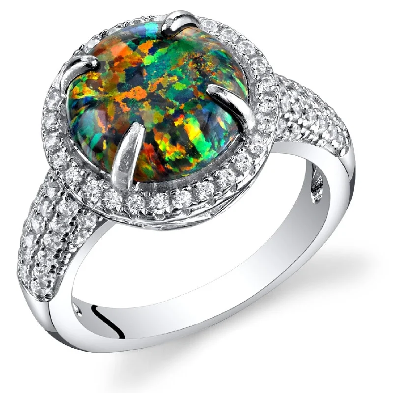 Sterling Silver 1.5 ct Black Opal Ring