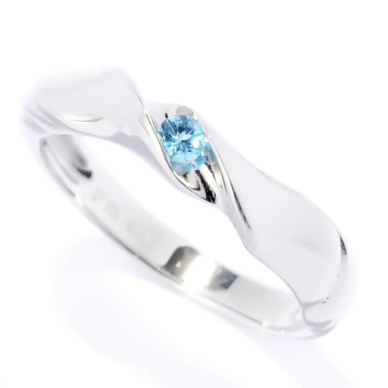 Sterling Silver 2.5Mm Round 0.08Ctw Blue Topaz Stack Band Ring