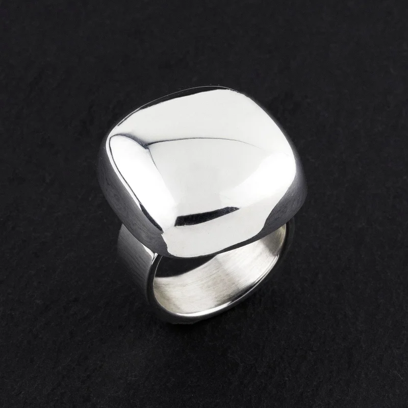 Chunky Silver Square Statement Ring