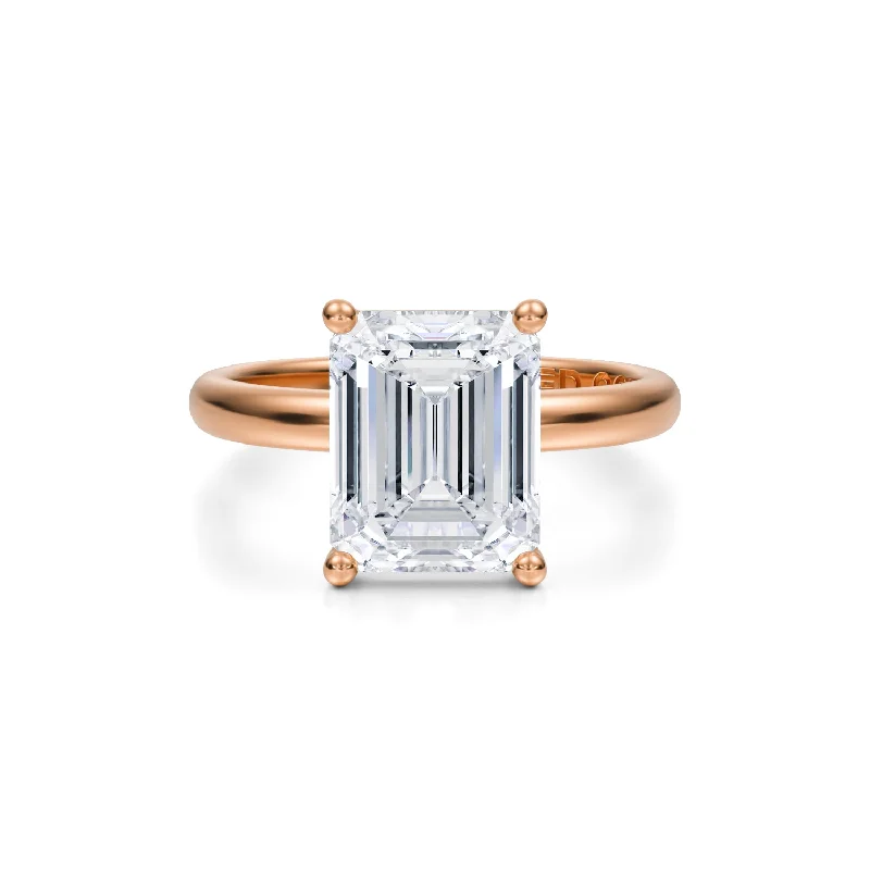 Three-Carat Emerald-Cut Brilliant Diamond Solitaire Engagement Ring