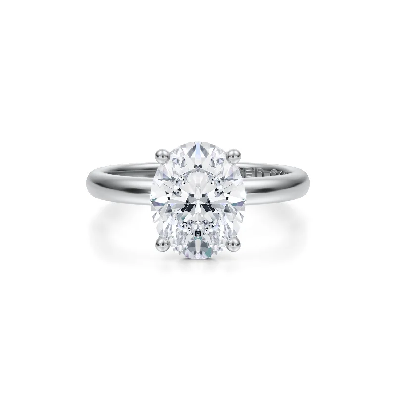 Three-Carat Oval Brilliant Diamond Solitaire Engagement Ring