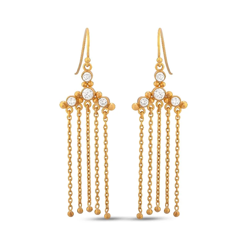 Three Diamond Chain Earrings