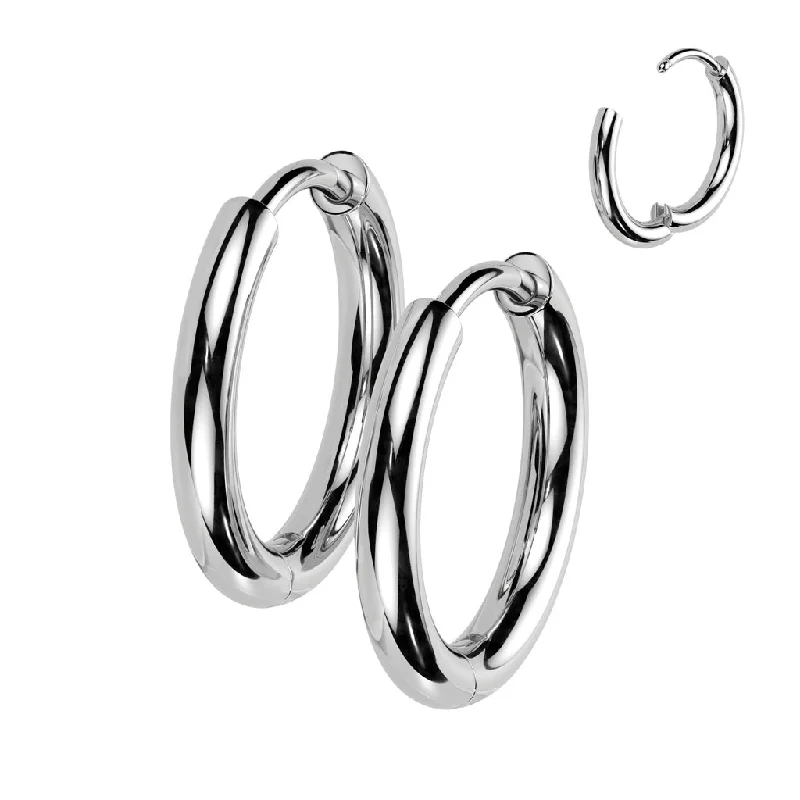 Titanium High Polish Hinged Hoop Earrings (1 pair) - TI-197