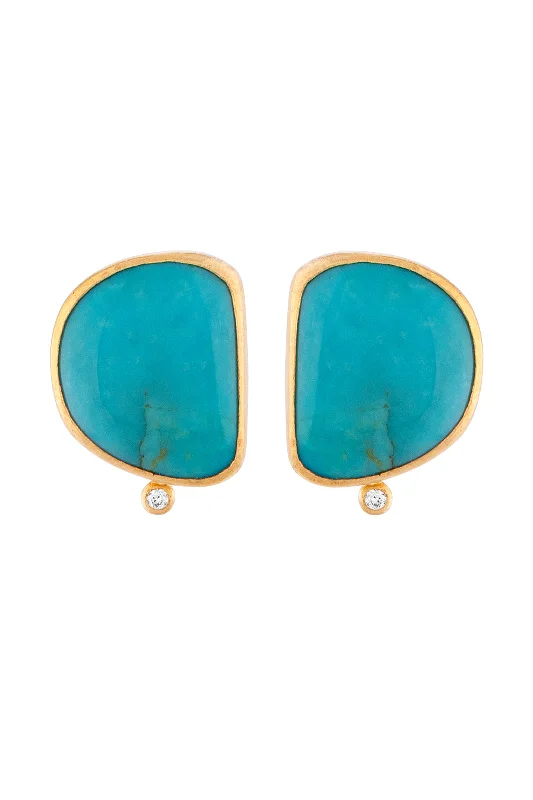 Turquoise Stud Earrings with Diamond