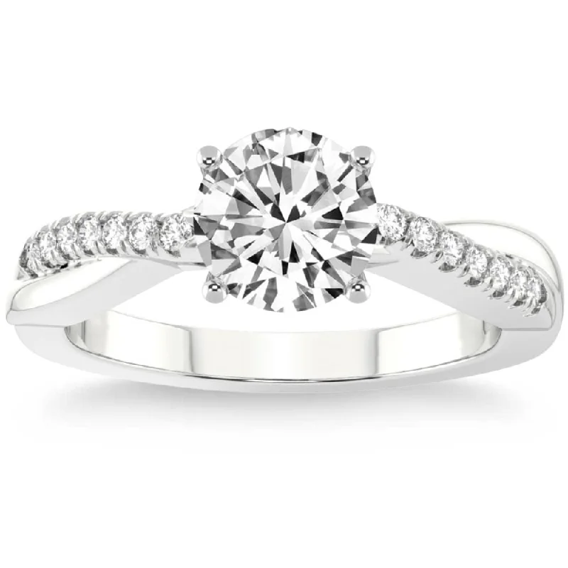 VS 1 1/4Ct Moissanite & Lab Grown Diamond Engagement Twist Ring in Gold