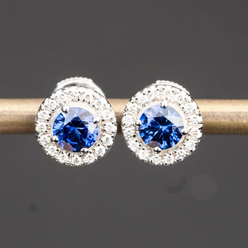 Nera - 1.16 carat round sapphire earrings with 0.20 carat natural diamonds