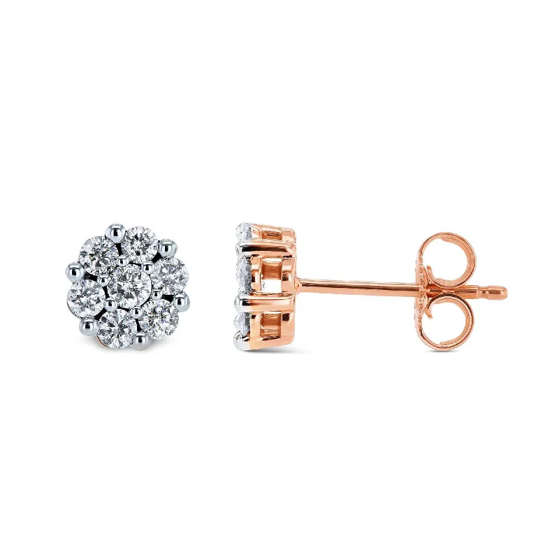 1/2ct.tw Diamond Cluster Round Earrings 10k Gold