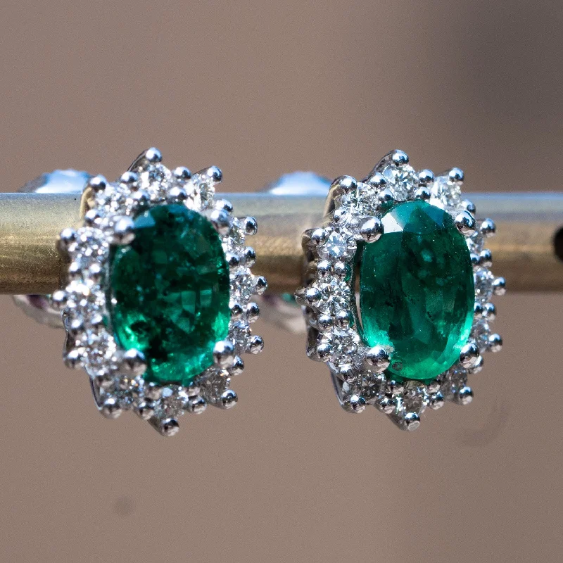 Andriana -1.30 carat natural emerald earrings with 0.35 carat natural diamonds