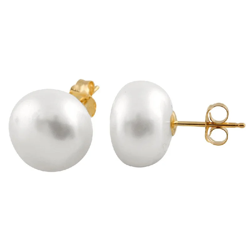 14k Yellow Gold Freshwater Pearl Earrings (10-11 mm)