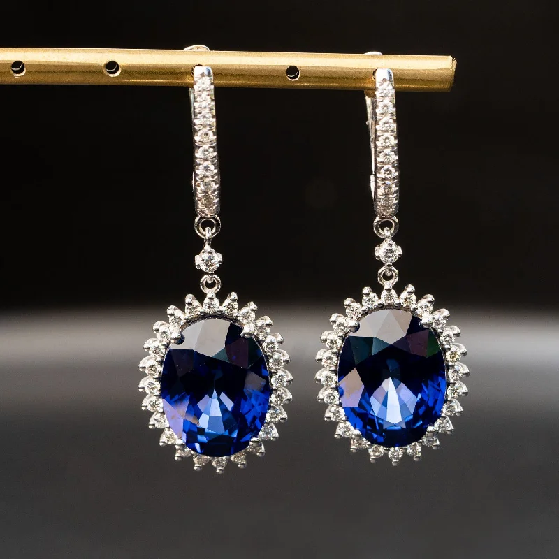 Rosana - 27.00 carat oval sapphire earrings with 1.32 carat natural diamonds