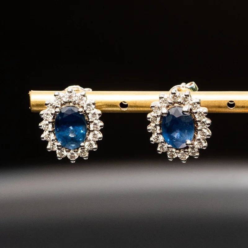 Romana - 3.96 carat oval sapphire earrings with 1.00 carat natural diamonds