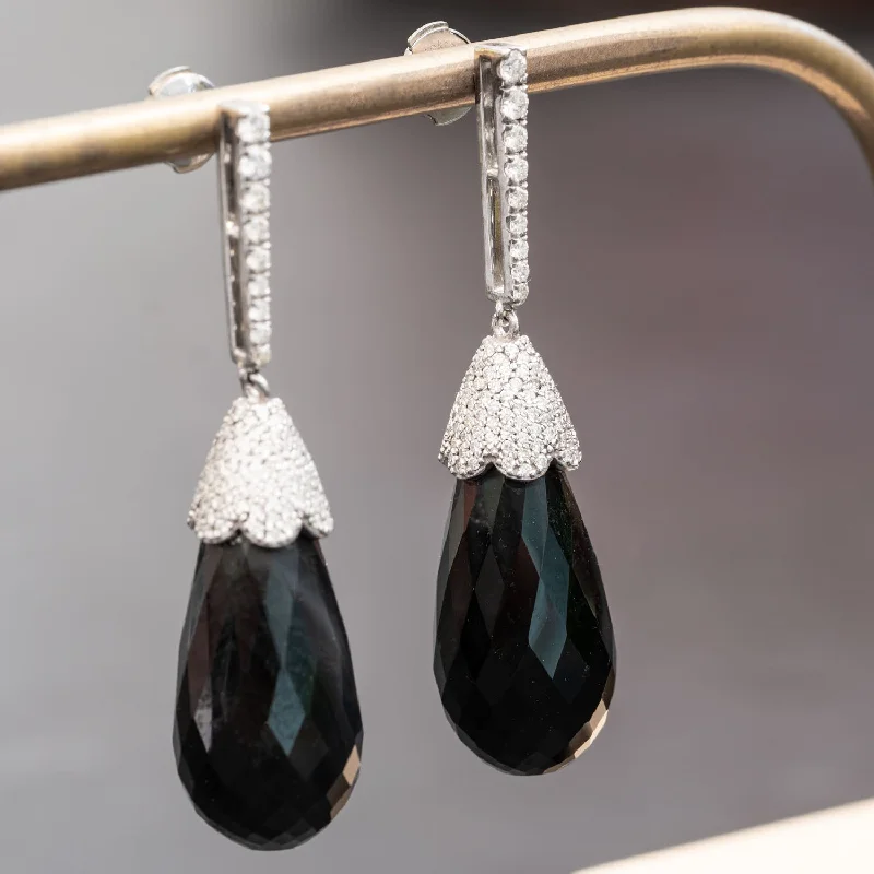 Nina - 47.00 carat onyx vintage earrings with 1.70 carat natural diamonds