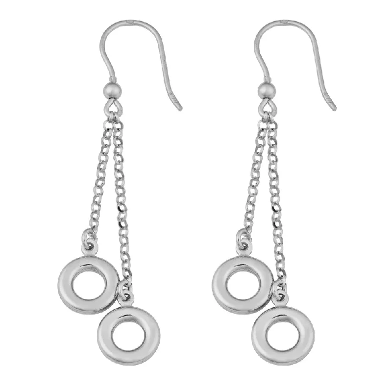 Argento Italia Rhodium Plated Sterling Silver Circles Dangle Earrings