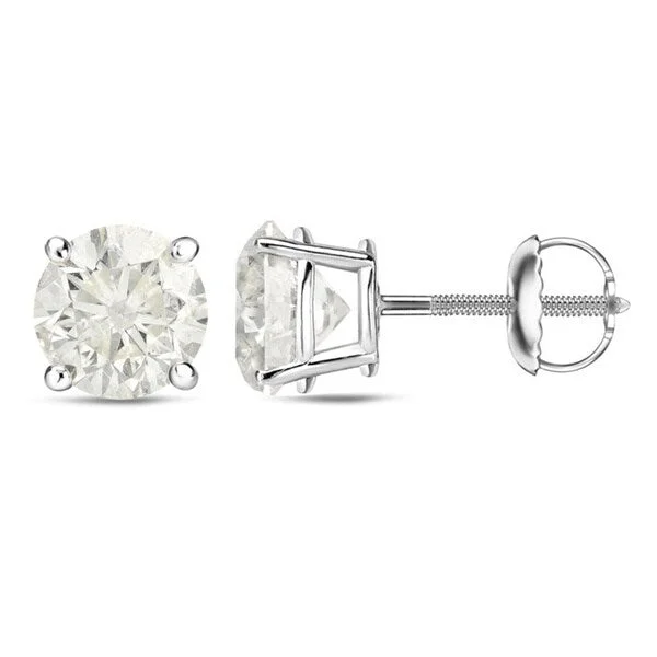 Auriya 1 to 2 carat TW Certified Round Diamond Earrings 18k Gold - H-I, SI1-SI2