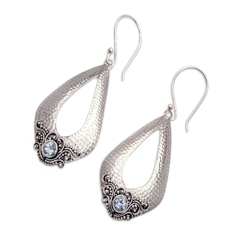 Blue Topaz Dangle Earrings, 'Blue Sukawati Glamour' (Indonesia) - 2*0.8