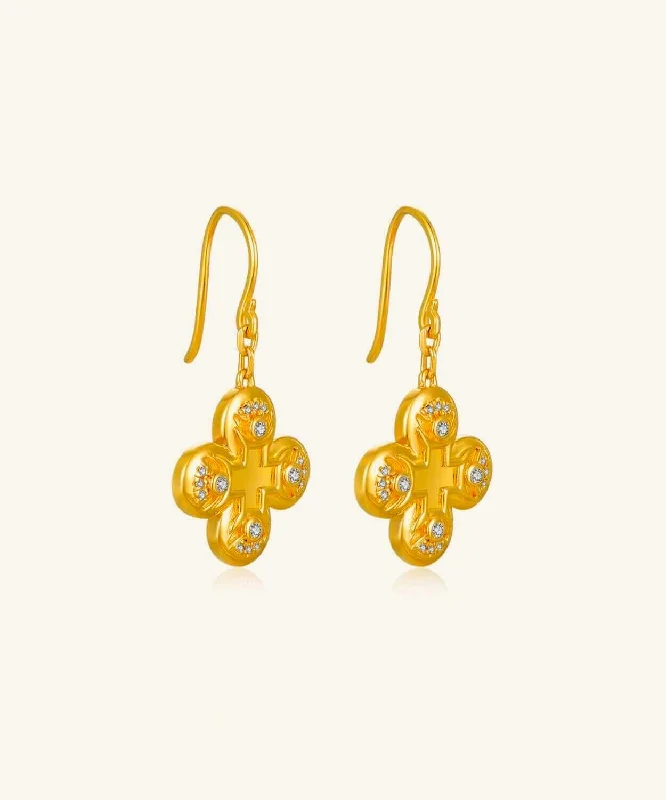 24K Gold Clover Earring