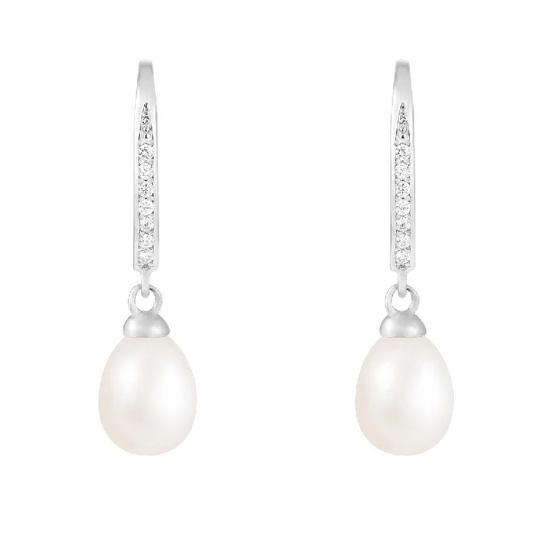 Dangle Fish Hook Pearl Earrings